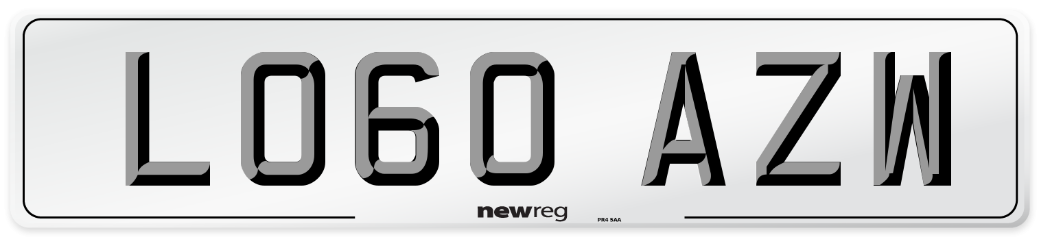 LO60 AZW Number Plate from New Reg